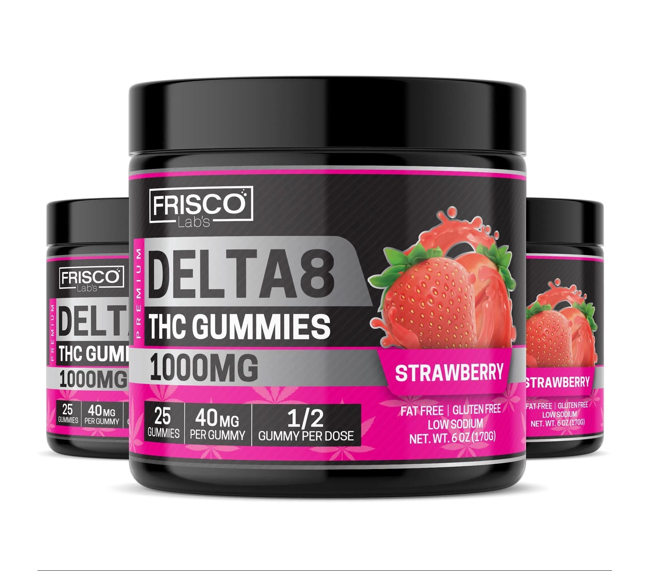 Delta 8 Gummies, Strawberry - 1000mg | 25 Pcs Gummies